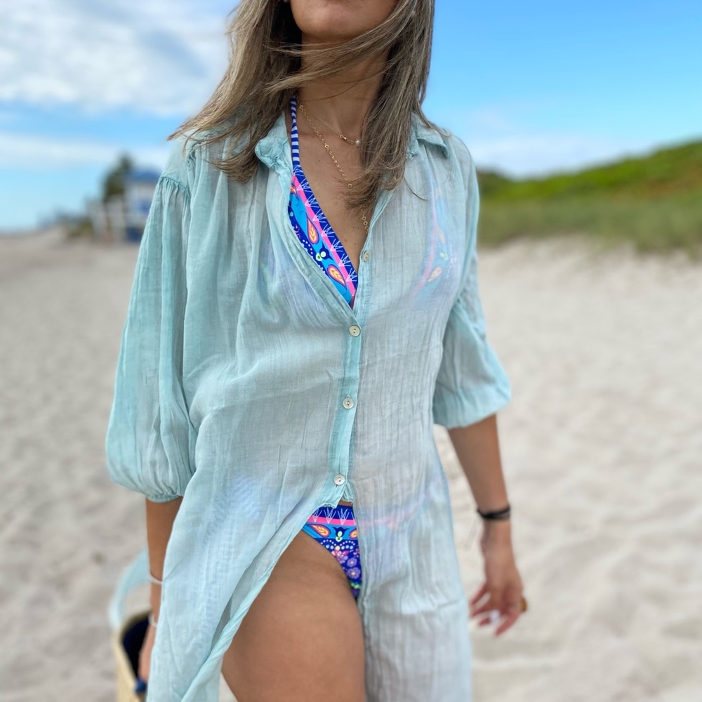 🌊 Light & Breezy Beach Cover-Up - Made in Italy 🌿 - Picture 3 of 11